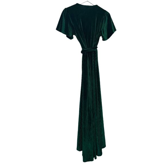 Baltic Born Andi Ribbed Emerald Velvet Wrap Dress Size Small - Picture 7 of 8
